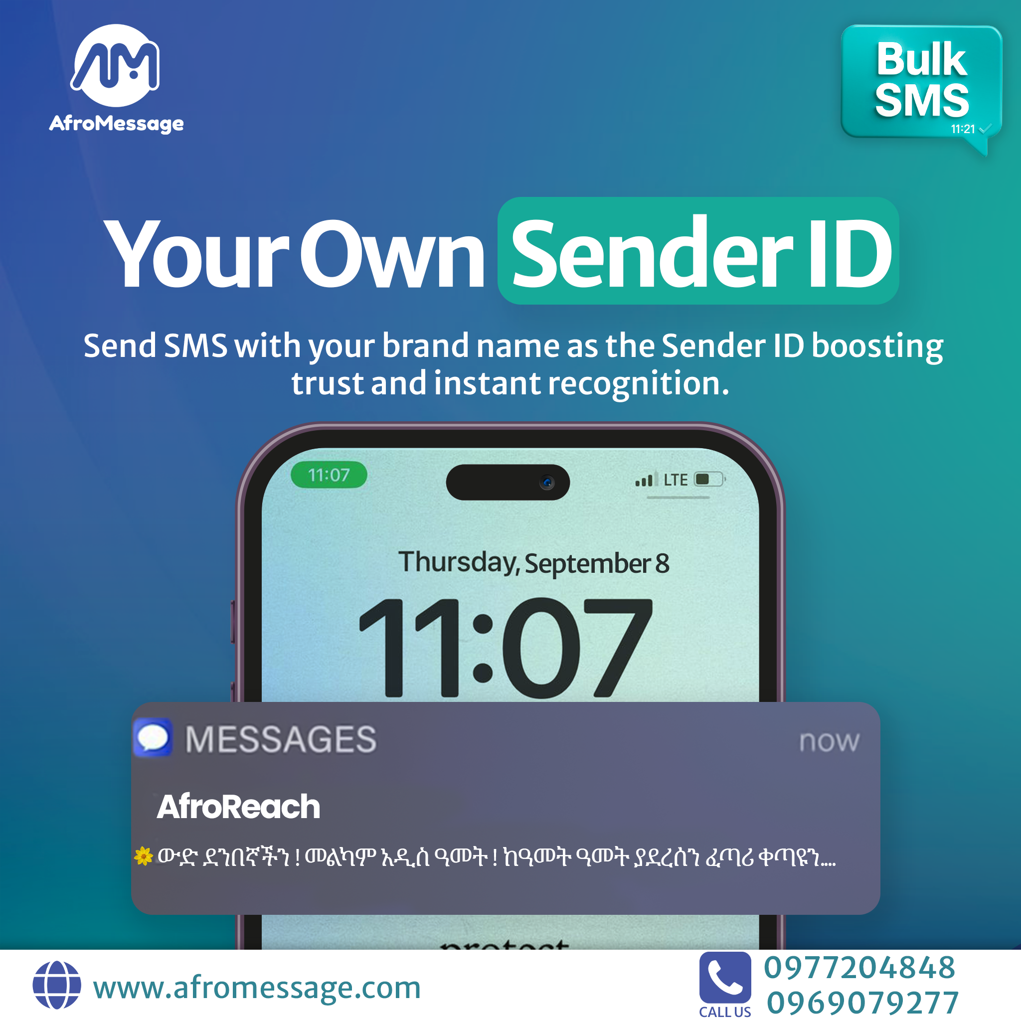 Afromessage Sender ID Poster - Social Media Marketing